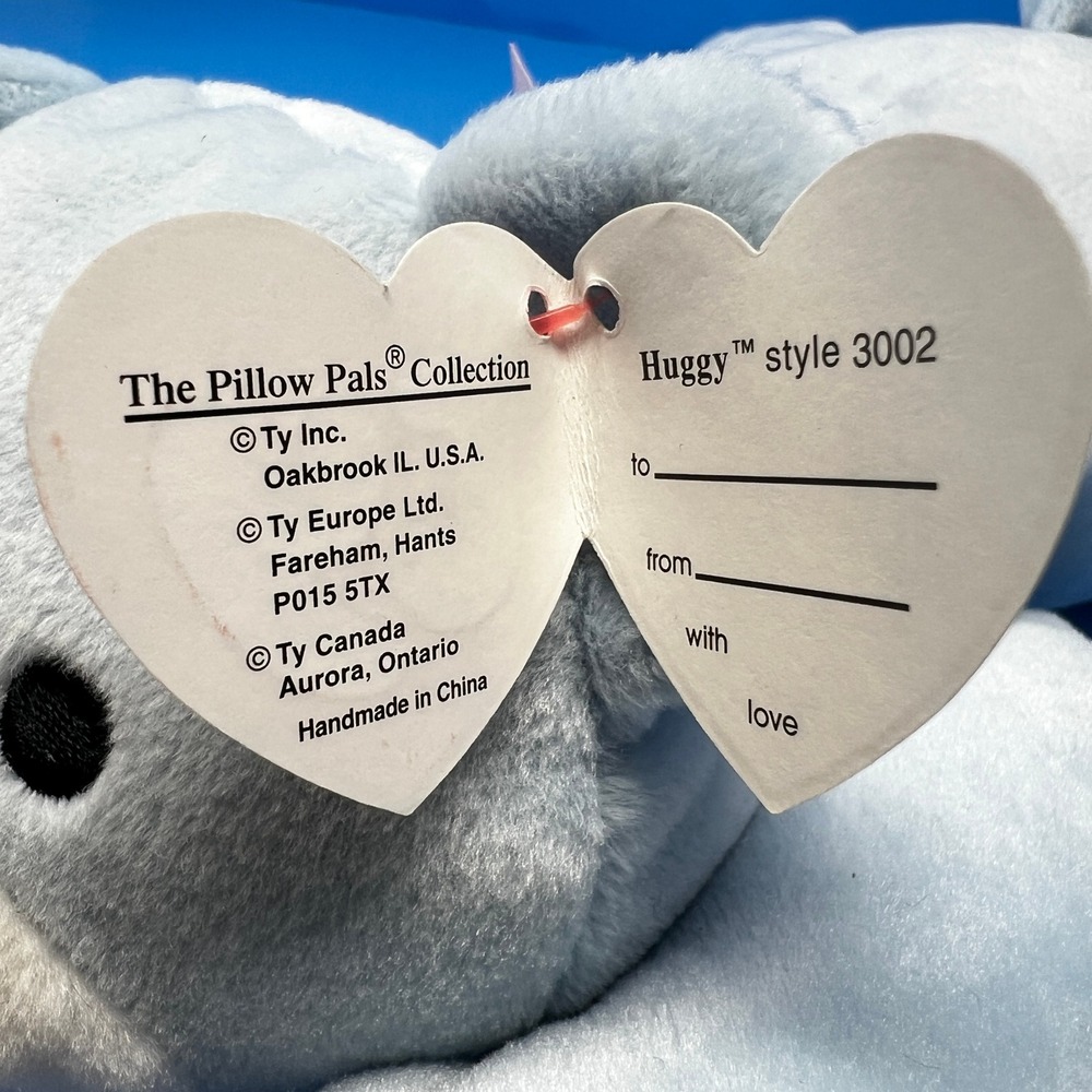 Vtg Ty Classic Huggy Teddy Bear 13 Inch Baby Blue 1994 Retired Plush Pink Bow - Picture 16 of 16